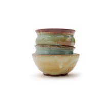 Linn Ware/Ceramic Studio; Bowls with rust rims, three