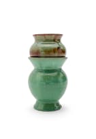 Linn Ware/Ceramic Studio; Small green vases, two