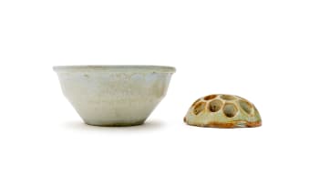 Linn Ware/Ceramic Studio; Cream bowl with flower frog