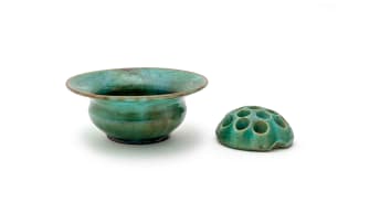 Linn Ware/Ceramic Studio; Wide-rimmed bowl with flower frog