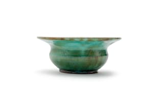 Linn Ware/Ceramic Studio; Wide-rimmed bowl with flower frog