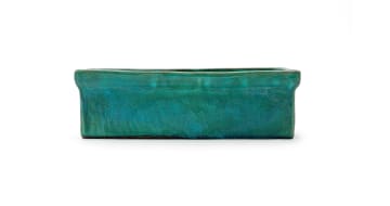 Linn Ware/Ceramic Studio; Green rectangular trough with flower frog