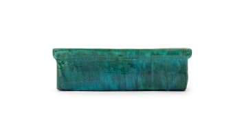 Linn Ware/Ceramic Studio; Green rectangular trough with flower frog