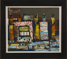 Walter Battiss; Ndebele Village (recto); Abstract African Figures (verso)