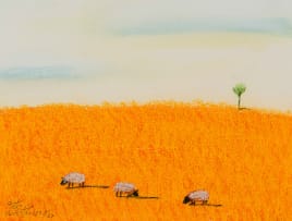Pieter van der Westhuizen; Landscape with Sheep