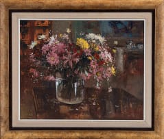 Mari Vermeulen-Breedt; Still Life with Flowers in a Vase on a Table
