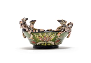 George Manyathela, Pitso Mohlakoana and Winnie Nene; Bowl with genet and leaf decoration