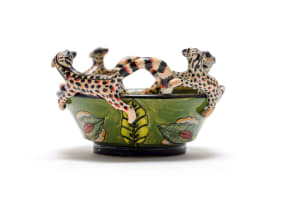 George Manyathela, Pitso Mohlakoana and Winnie Nene; Bowl with genet and leaf decoration