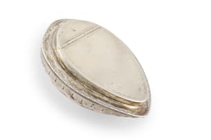 A Cape silver-mounted cowrie shell snuff box, Jacobus Johannes Vos, c.1841-1882