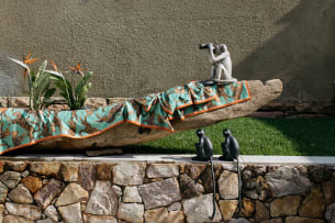 Ardmore Artists; Cheetah King Table Runner, Jade