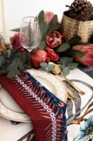 Ardmore Artists; A Pair of Feather Napkins, Royal Red, two