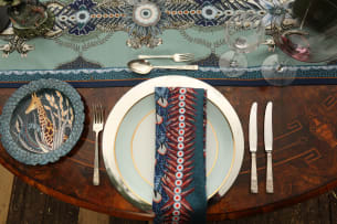 Ardmore Artists; A Pair of Feather Napkins, Royal Red, two