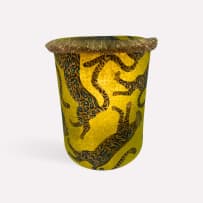 Ardmore Artists; Cheetah Kings Pouffe, Gold