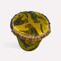 Ardmore Artists; Cheetah Kings Pouffe, Gold