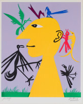 Walter Battiss; Yellow Head with Birds (Yellow)