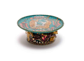 Moshe Sello, George Manyathela and Thandeka Shabalala; Cake stand with leopard and flower motifs