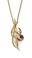 Ruby and diamond pendant and brooch
