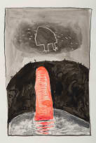 Colbert Mashile; Abstract Landscape with Red Totem