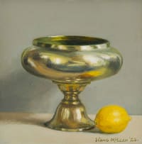 Diane McLean; Brass Flower Bowl and Lemon; Turquoise Ginger Jar and Doorknob, two