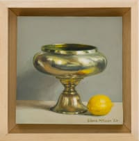 Diane McLean; Brass Flower Bowl and Lemon; Turquoise Ginger Jar and Doorknob, two