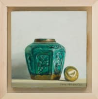 Diane McLean; Brass Flower Bowl and Lemon; Turquoise Ginger Jar and Doorknob, two