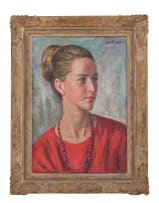 Alfred Neville Lewis; Portrait of a Woman in Red