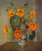 Conrad Theys; Vase of Nasturtiums