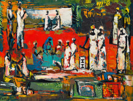 Walter Battiss; Figures in White and Turquoise