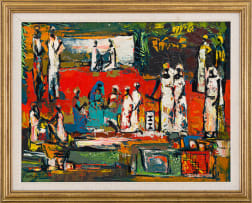 Walter Battiss; Figures in White and Turquoise