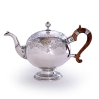 An Irish silver teapot, marks worn