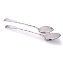 A Cape silver fiddle pattern basting spoon, Johannes Combrink, c.1814-1853