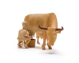 Julius Mfethe; Milk Man, Cow and Calf, three