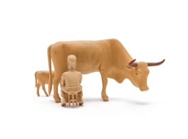 Julius Mfethe; Milk Man, Cow and Calf, three