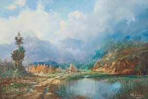 Gabriel de Jongh; Landscape with Mountains in the Distance
