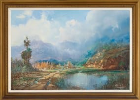 Gabriel de Jongh; Landscape with Mountains in the Distance
