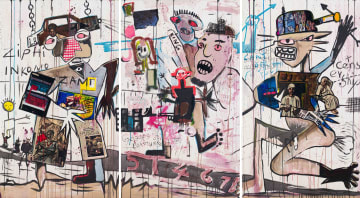 Blessing Ngobeni; Unresolved Issues (Basquiat in My Son), triptych
