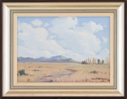 Vera Volschenk; Landscape with Mountains and Poplar Trees