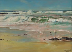 Walter Gilbert Wiles; Shoreline with Seagulls