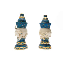 George Manyathela, Thabiso Mohlakoana and Sindy Ntshalintshali; Lamp bases with elephant decoration, two
