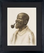 Gerard Bhengu; Portrait of a Man with a Pipe