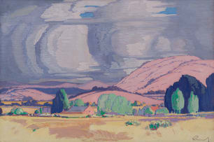 Jacob Hendrik Pierneef; Transvaal Landscape with Farmhouse
