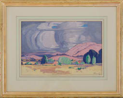 Jacob Hendrik Pierneef; Transvaal Landscape with Farmhouse