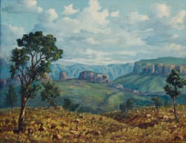 Ernest Benjamin King; Landscape with Trees and Distant Mountains