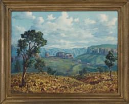 Ernest Benjamin King; Landscape with Trees and Distant Mountains