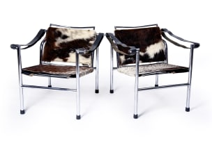 Le Corbusier, Pierre Jeanneret & Charlotte Perriand; Pair of 'LC1' armchairs after a 1928 design by Le Corbusier, Pierre Jeanneret and Charlotte Perriand