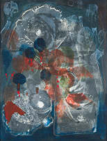 Stompie Selibe; Abstract Composition in Blue and Orange