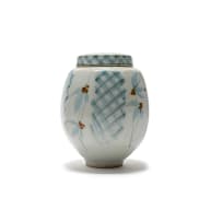 Tim Morris; Ginger jar with floral and cross-hatched decoration