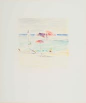 Andrew Verster; Coastal Scene with Umbrellas