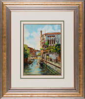 Carlo Sdoya; Canal Scene with Boats