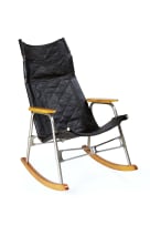 Modernist steel and wood folding rocking chair